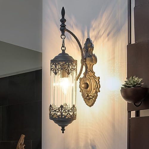 Antique Gothic Glass Wall Sconce for Bedroom