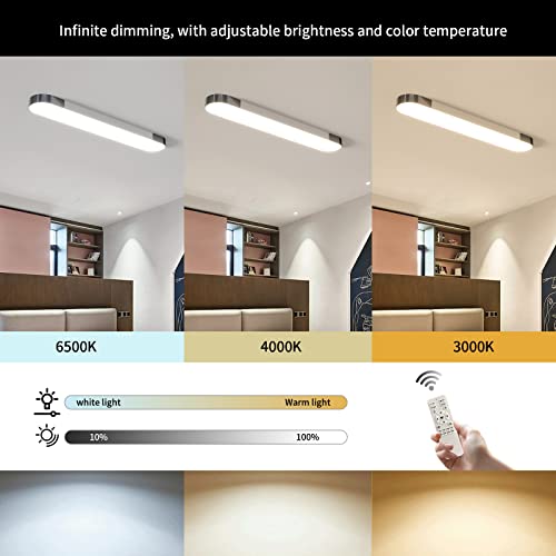 Dimmable LED Ceiling Light Modern Acrylic Linear LED Ceiling Lamp 39.4in Semi Flush Mount Wraparound Shape Lighting Fixture with Remote Control for Kitchen Dining Room