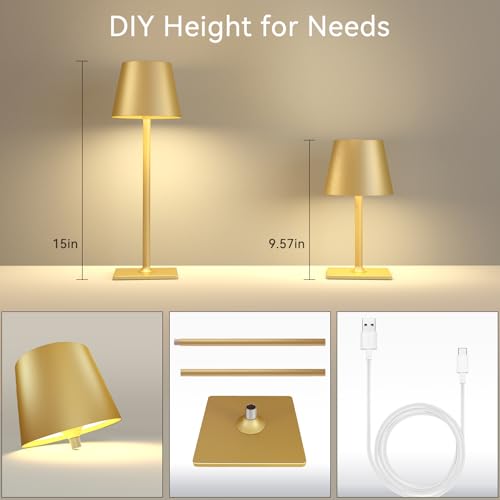 4 Pack Gold Rechargeable Led Cordless Table Lamps (4 Count)