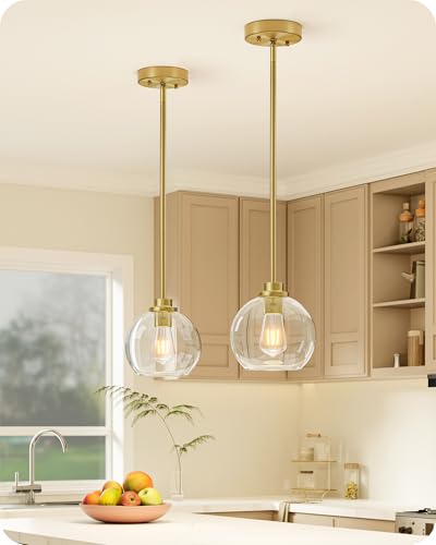 Pendant Light Fixtures 2 Pack with Clear Glass Globe Shade (2 Count)