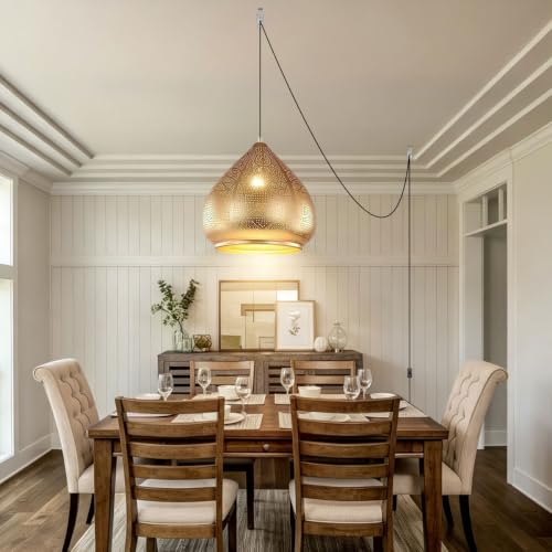Retro Hanging Pendant Light Plug in Cord Moroccan Hanging Lamp