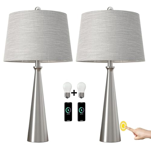 Modern Metal Table Lamp for Bedroom Set of 2