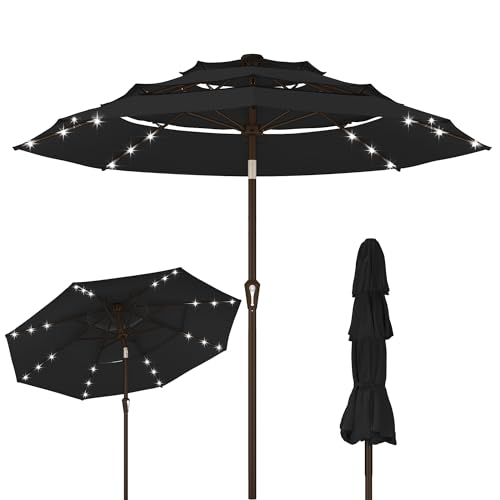 9ft 3 Tier Patio Umbrella with Solar Lights