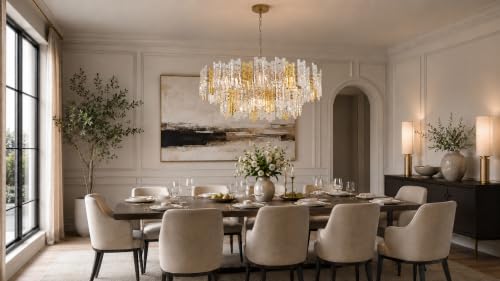 40" 12 Light Modern Art Ice Stick Crystal Chandelier