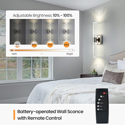 Wireless Wall Sconces Set of Two Battery Operated (2 Count)