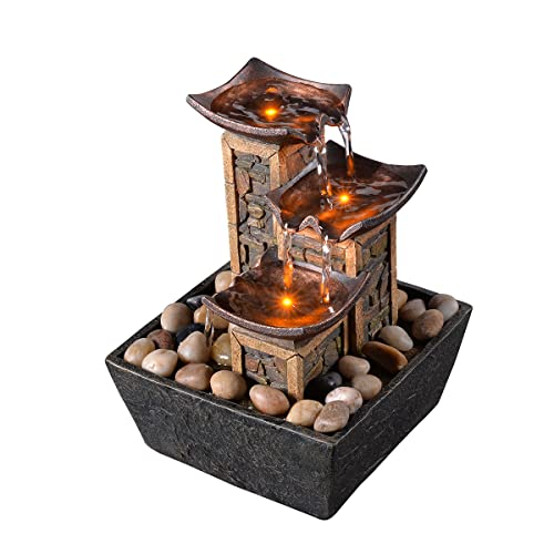 Indoor 3 Tier Tabletop Water Fountain with Soothing Sound