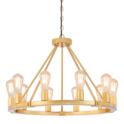 Gold Wagon Wheel Chandelier