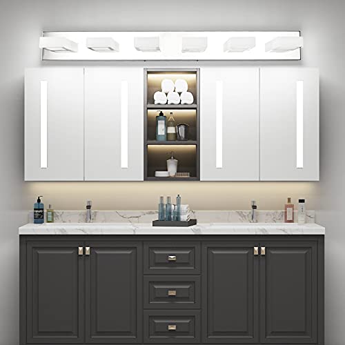 LED Modern Chrome Vanity Lights 6 Lights Stainless Steel Acrylic Modern LED Bathroom Vanity Lights Over Mirror