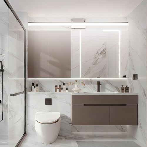 48inch Brushed Nickel Bathroom Llight Fixtures LED Vanity Light Adjustable Modern Vanity Lights Over Mirror Rotatable Lighting 5500K