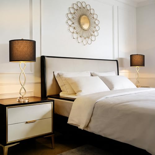 30" Brass Gold Buffet Table Lamps for Living Room Set of 2