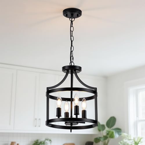 4 Lights Black Farmhouse Chandelier