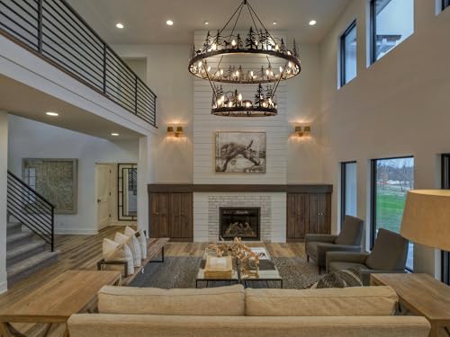 2 Tier Black Wagon Wheel Chandelier