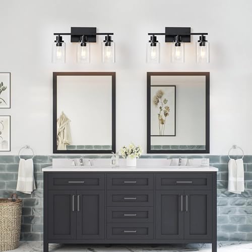 3 Light Bathroom Light Fixtures Black Vanity Light Over Mirror Modern Farmhouse Wall Lighting Sconces Rustic Industrial Wall Lamp for Bathroom