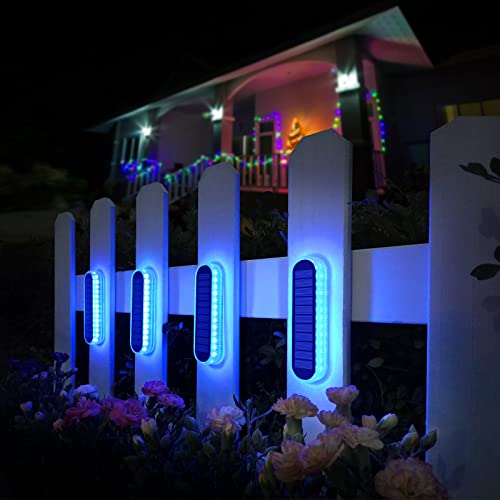 Blue Solar Lights for Outside Boat Dock Deck Step Flat Solar Powered (4 Count)