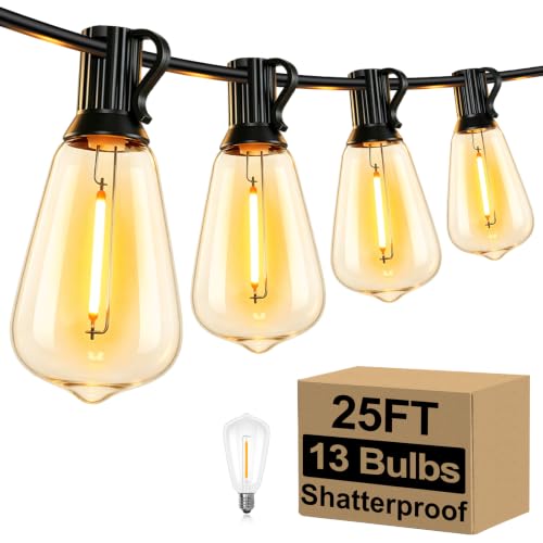 25FT Outdoor String Lights 13 Bulbs