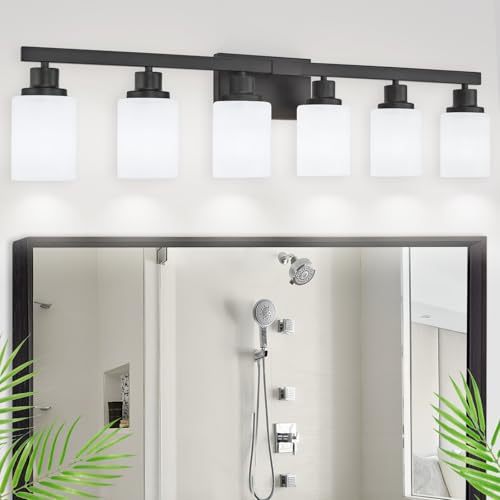 6 Light Black Vanity Lights 36.8in Bathroom Vanity Light for Mirror