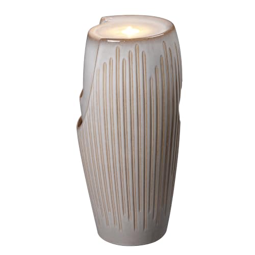 Ivory Ceramic Pillar Fountain