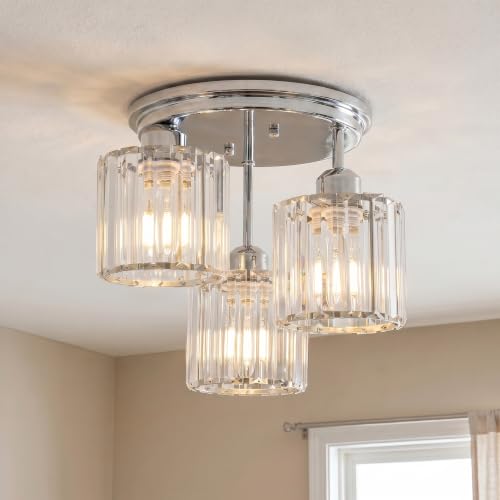 13" Crystal Semi Flush Mount Ceiling Light