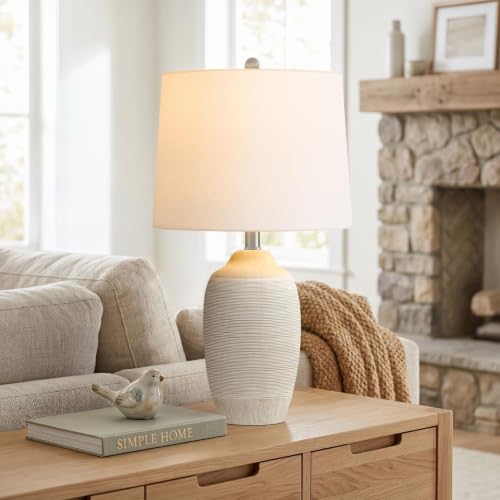 24.5" Ceramic Table Lamp for Living Room with Pre