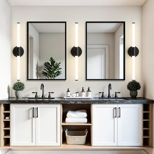 LED Bathroom Vanity Lights Black Modern Wall Sconce 24"