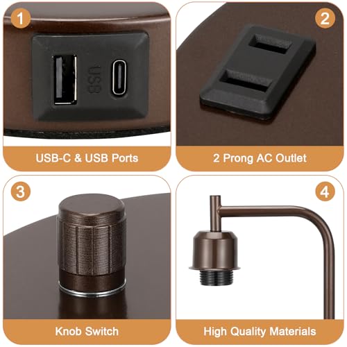 Brown Industrial Bedside Table Lamp for Bedroom