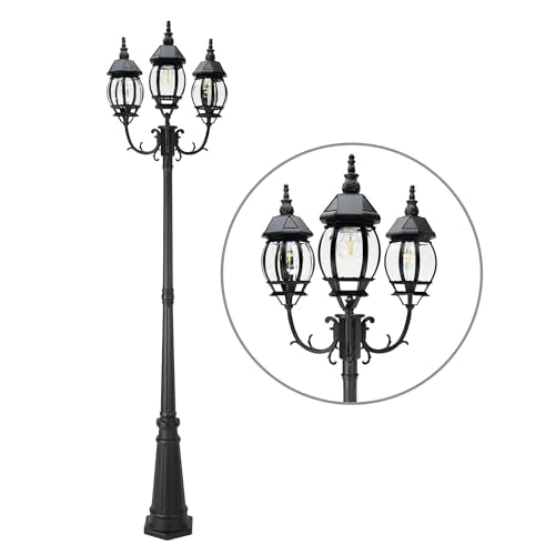 Outdoor Solar Post Light with Triple