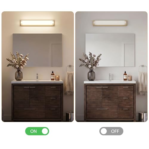 LED Bathroom Light Fixtures Over Mirror 24.4” Vanity Light with Milky White Lampshade 4000K Daylight Gold Bath Bar (24 Count)