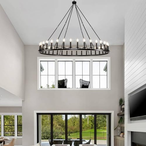 Black Wagon Wheel Chandelier 60