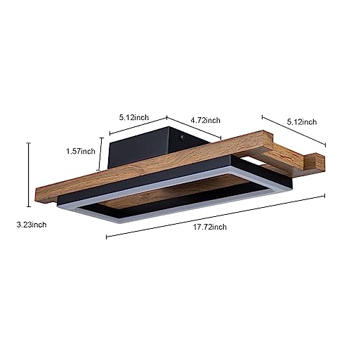 LED Modern Ceiling Lights Wooden Square Rectangular Lamp Fixture Wood