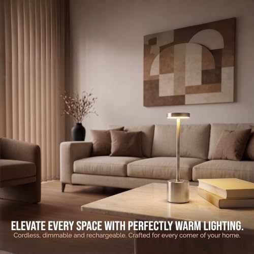 Silver Cordless Table Lamp 2Pack Rechargeable Portable Table Light