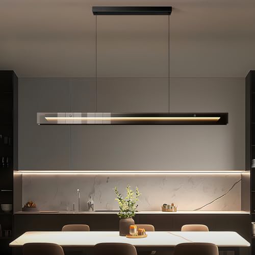 Glass Modern Black Linear Pendant Light