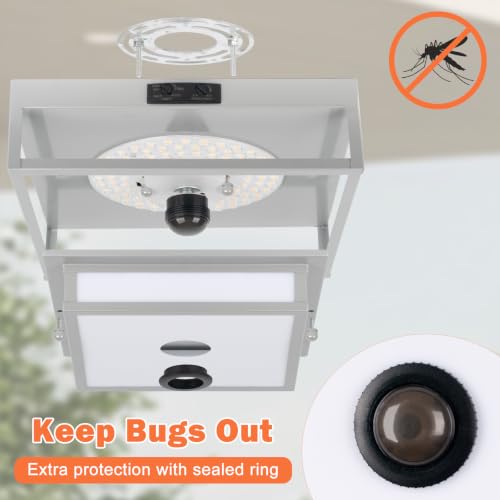 Gray Motion Sensor LED Outdoor Ceiling Light 10.5" Square Dusk to Dawn