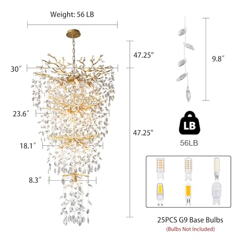 90'' Long Crystal Chandelier for High Ceilings