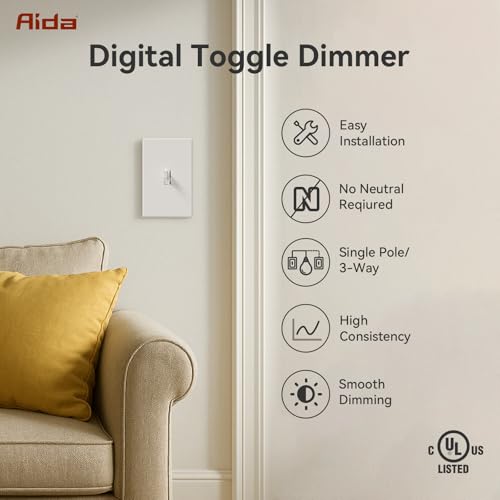 Digital Toggle Dimmer Switch for Dimmable LED (4 Count)