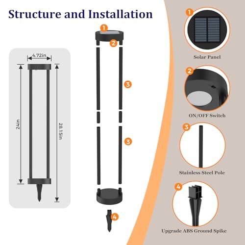 24" Solar Bollard Lights (4 Count)