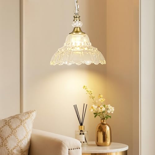 1 Piece Vintage Chandelier in Brushed Gold Finish with Flower (1-Light / Gold and Chain Style)