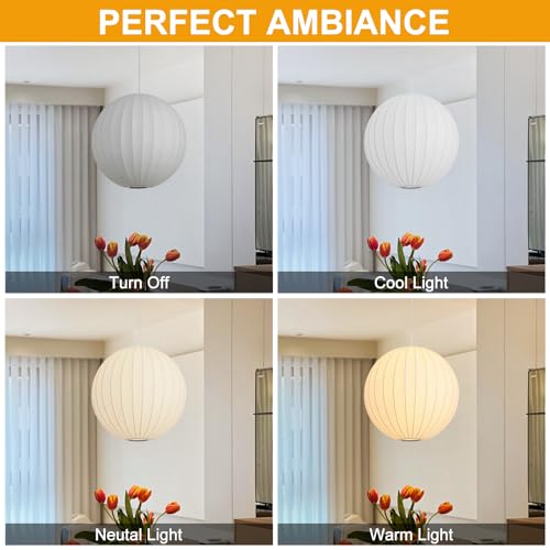 Globe Silk Pendant Light 20in Oversized