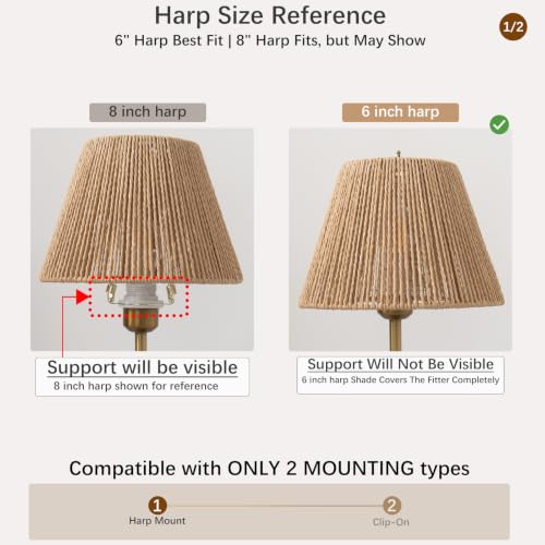Boho Rattan Lamp Shade Small Bell Lampshade 6" Top X 10" Bottom X 7.5" High