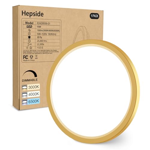 1Pack Dimmable Flush Mount Ceiling Light Fixture Golden