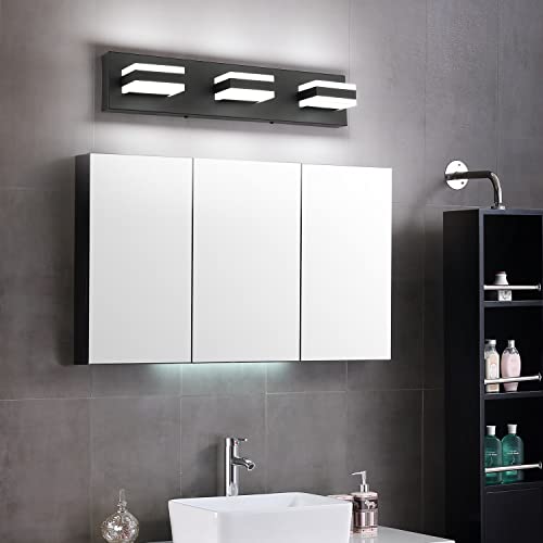 LED Black Bathroom Vanity Light Fixtures Over Mirror 3 Lights Bath Lighting Restroom Light Modern Vanity Lights for Bathroom Bath Lights ETL Listed