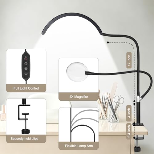 Half Moon Desk Lash Light with 4X Magnifier