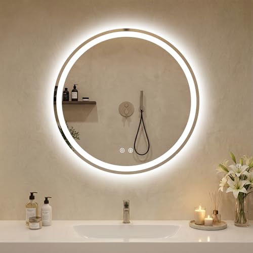 28 Inch Round LED Bathroom Mirror with Lights