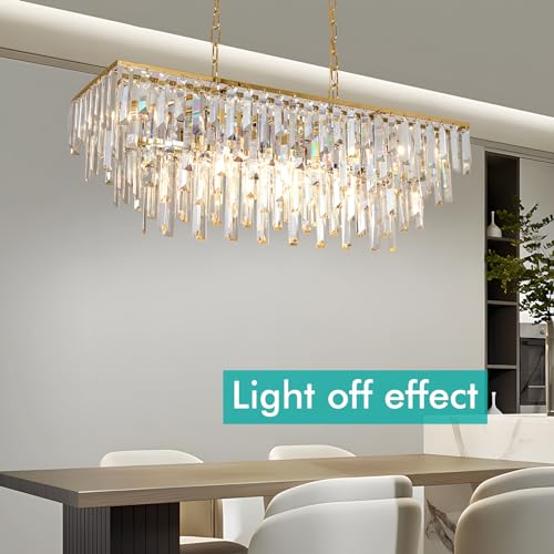31.5" Modern Rectangle Crystal Chandelier
