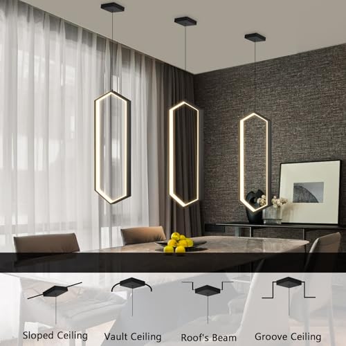 Ring Dimmable Pendant Lighting Adjust LED Mini Chandelier Ceiling Light Fixtures for Kitchen Island Dining Room Living Room Bedroom Hallway Black