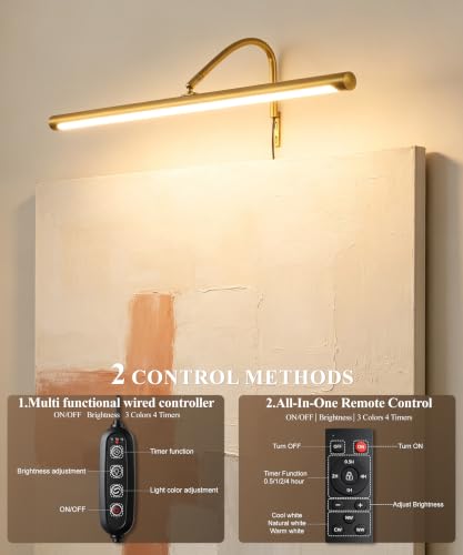 Plug in Picture Light for Wall (Gold / 24 Inch)