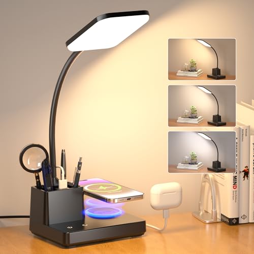 Wireless Charging Desk Lamp USB Charging & Pen Holder
