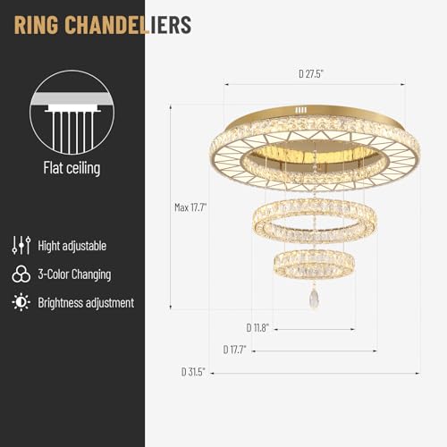 32" Gold Crystal Chandeliers