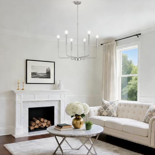 Modern Brushed Nickel Chandelier for Dining Room