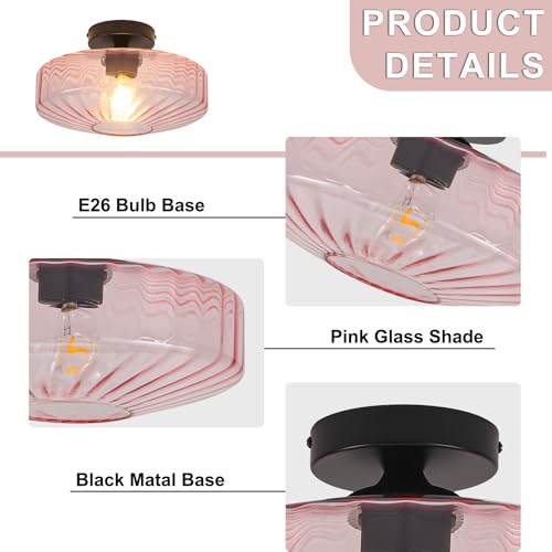 Pink Glass Ceiling Light
