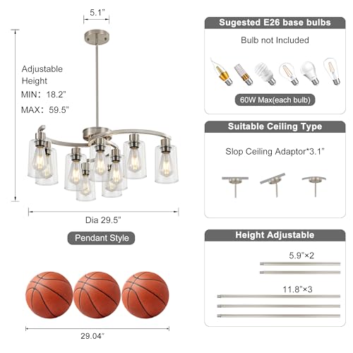 9 Light Brushed Nickel Kitchen Light Fixtures (9 Count)